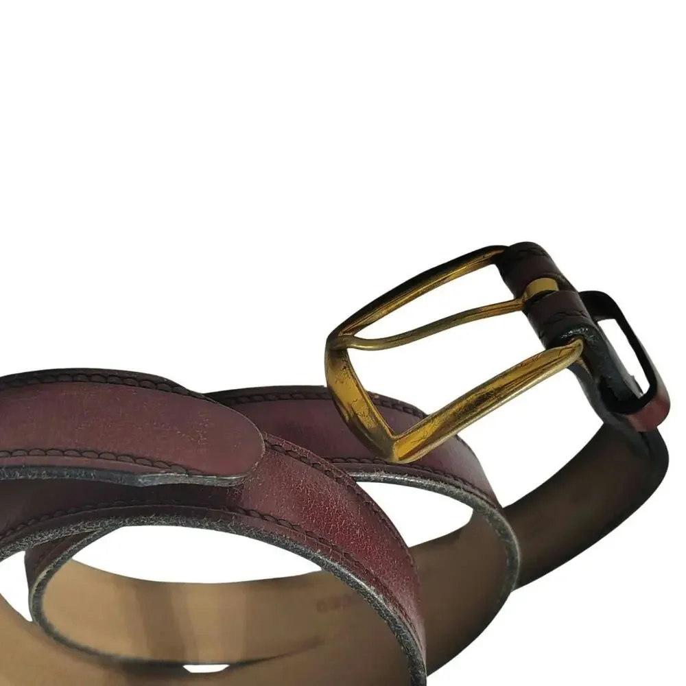 Vintage Brown Hickock Sierra Leather Belt Brass Pull Through Buckle Size 38 / 40